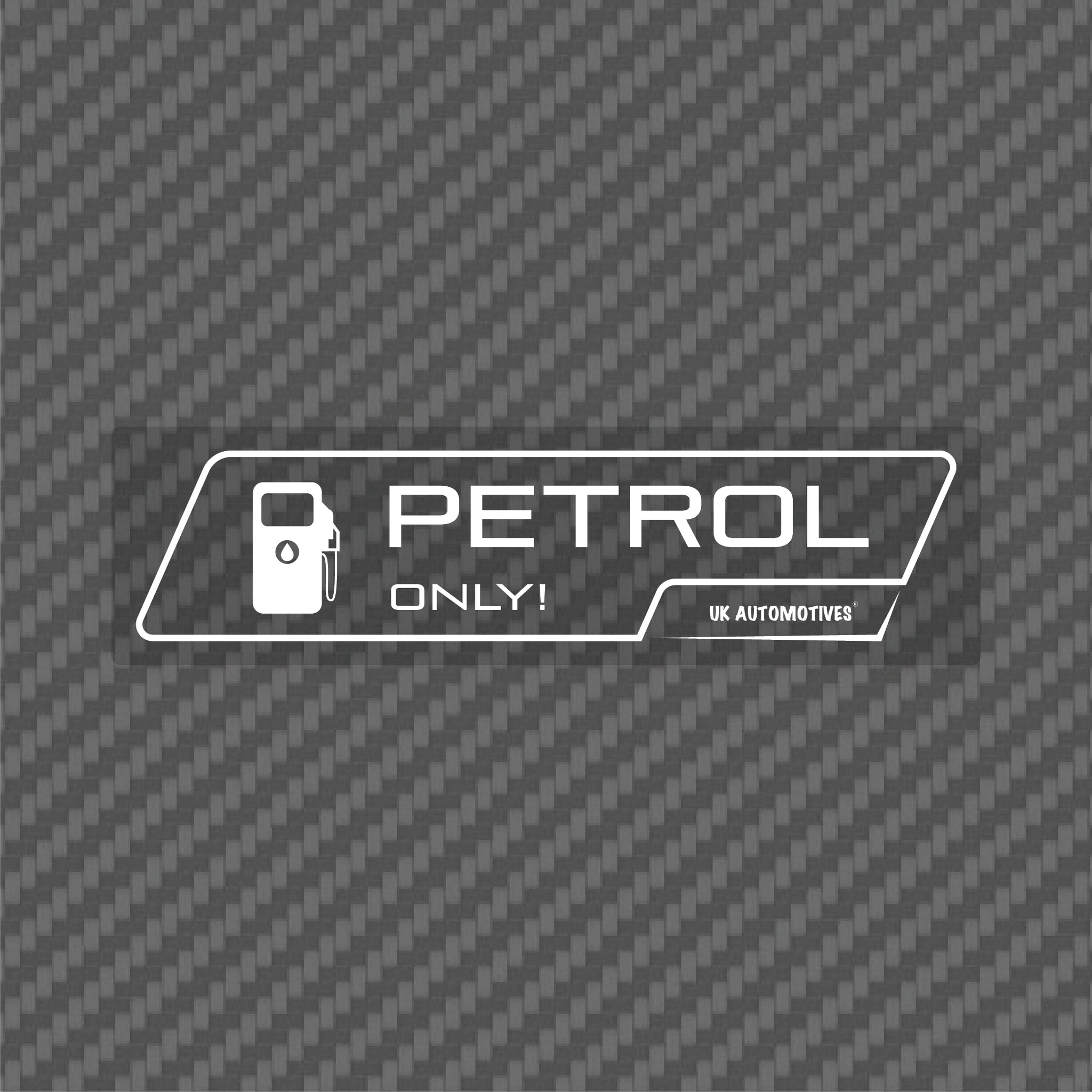Petrol Fuel Tank Sticker | White Print – UK Automotives